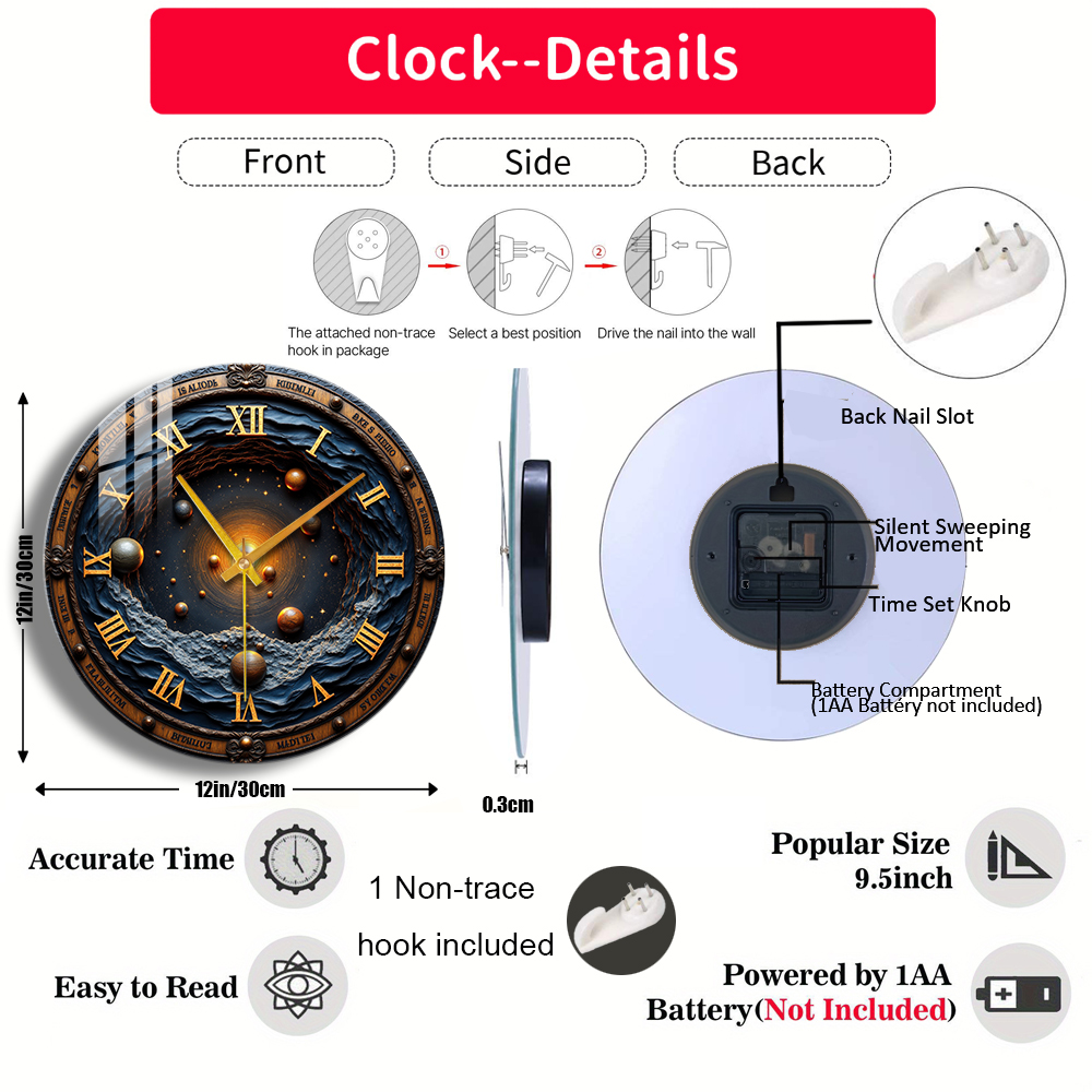 Tempered Glass Wall Clock Cosm - Solar System Orrery incelemesi ve fiyatı
